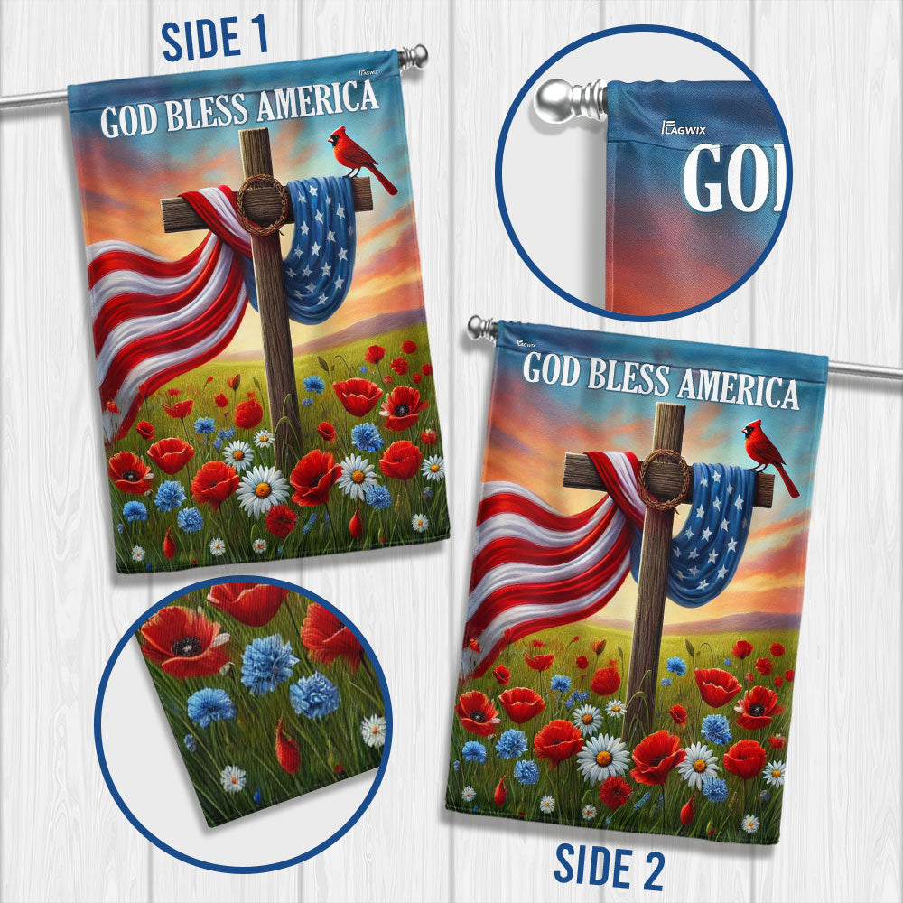 Flagwix American Flag - Christian Cross Independence Day God Bless America Flag