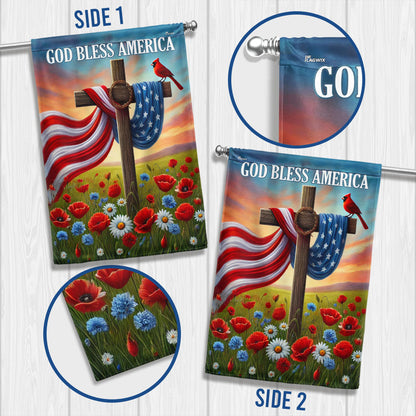 Flagwix American Flag - Christian Cross Independence Day God Bless America Flag