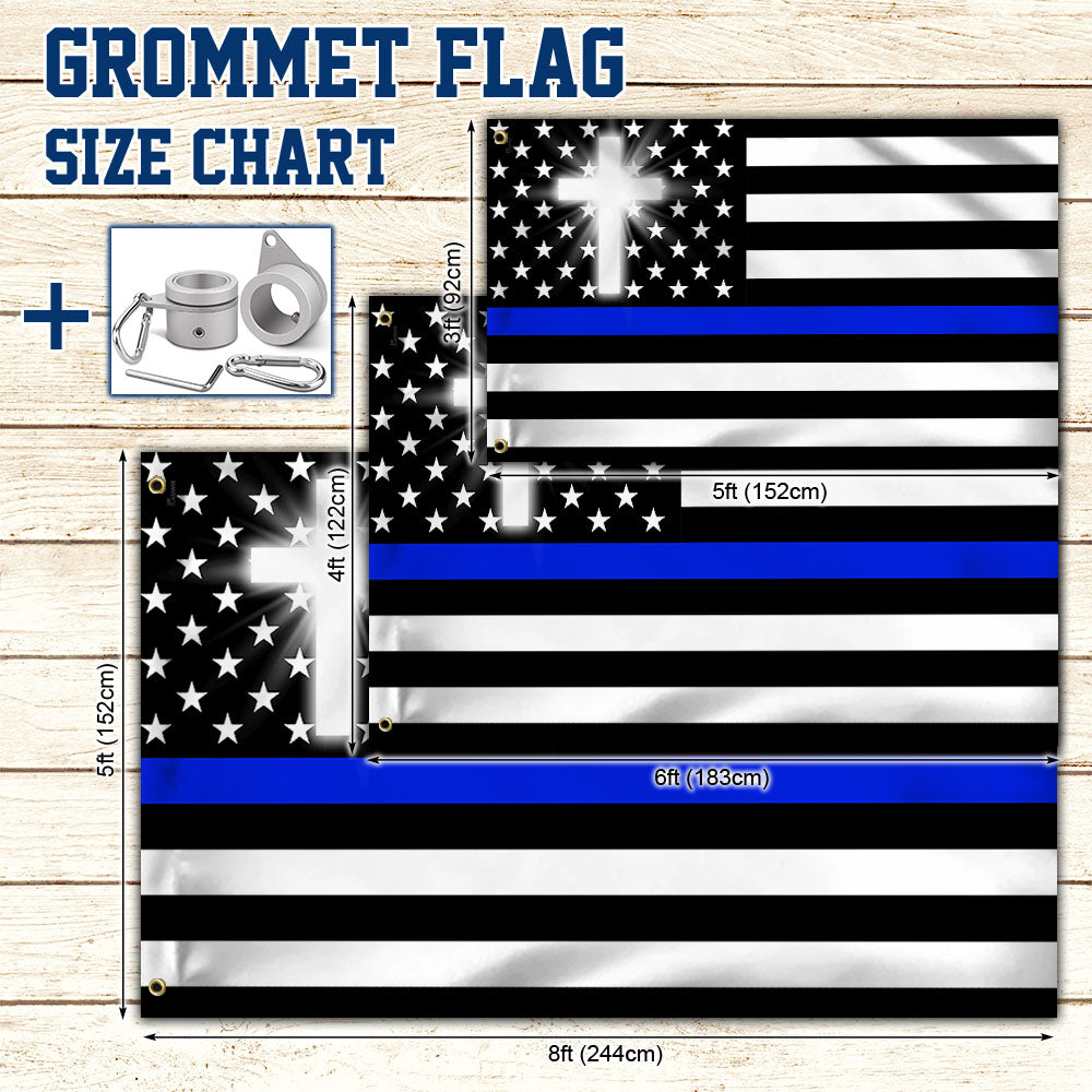 The Thin Blue Line Flag Christian Cross