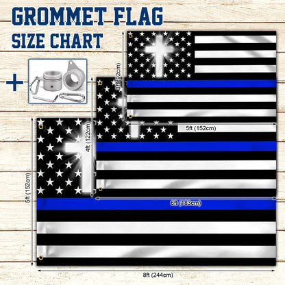 The Thin Blue Line Flag Christian Cross