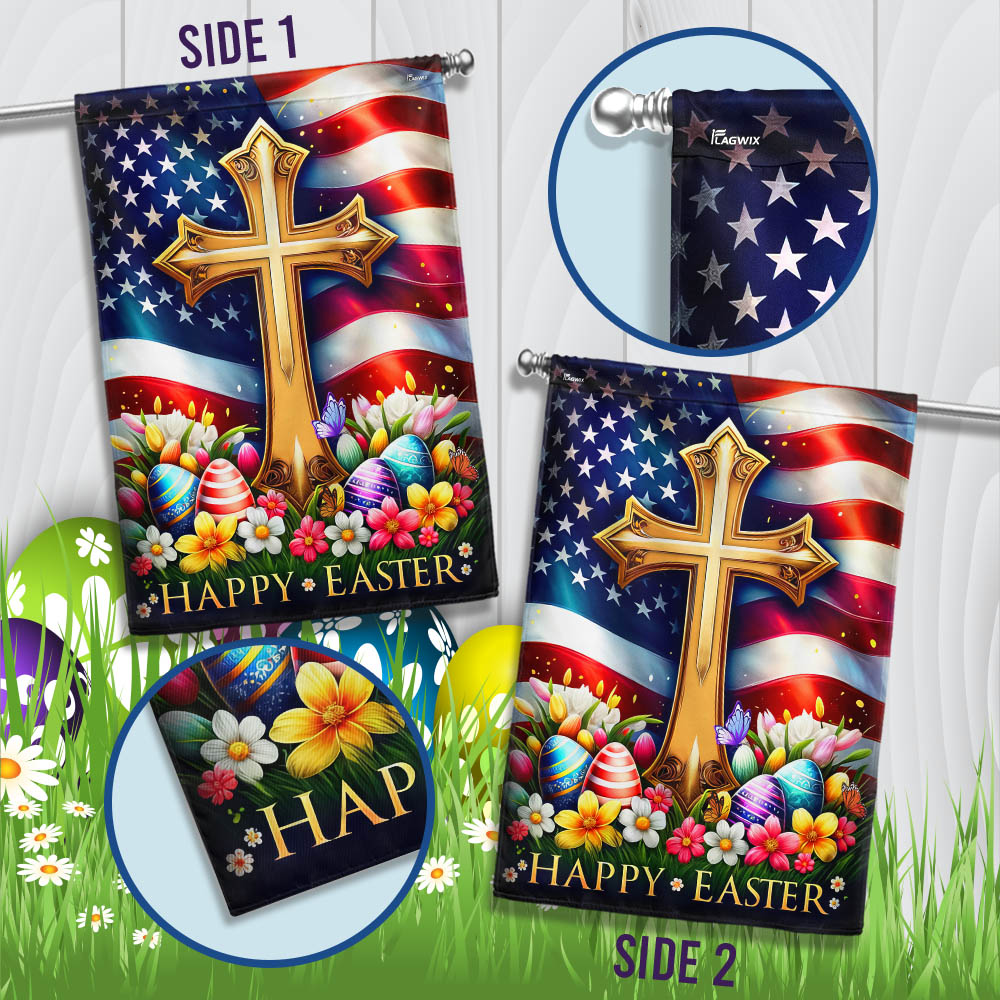 FLAGWIX  Christian Cross Happy Easter Day Flag