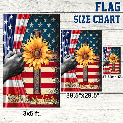 Jesus Christian Cross Faith Over Fear Flag